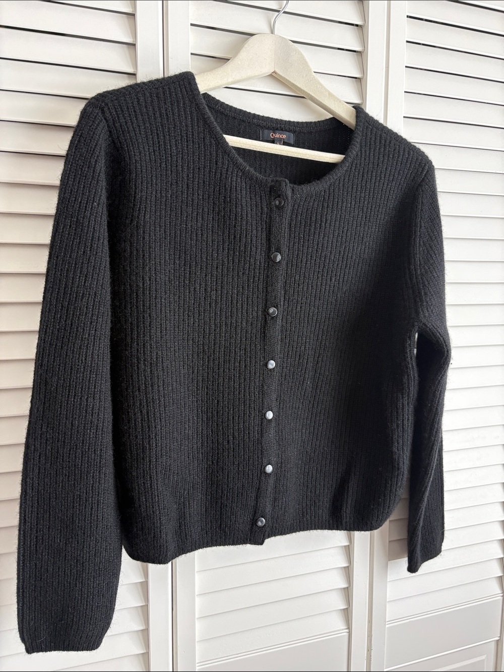 Quince 100% Yak Soft Rib Crew BLACK Cardigan NEW WITHOUT TAGS